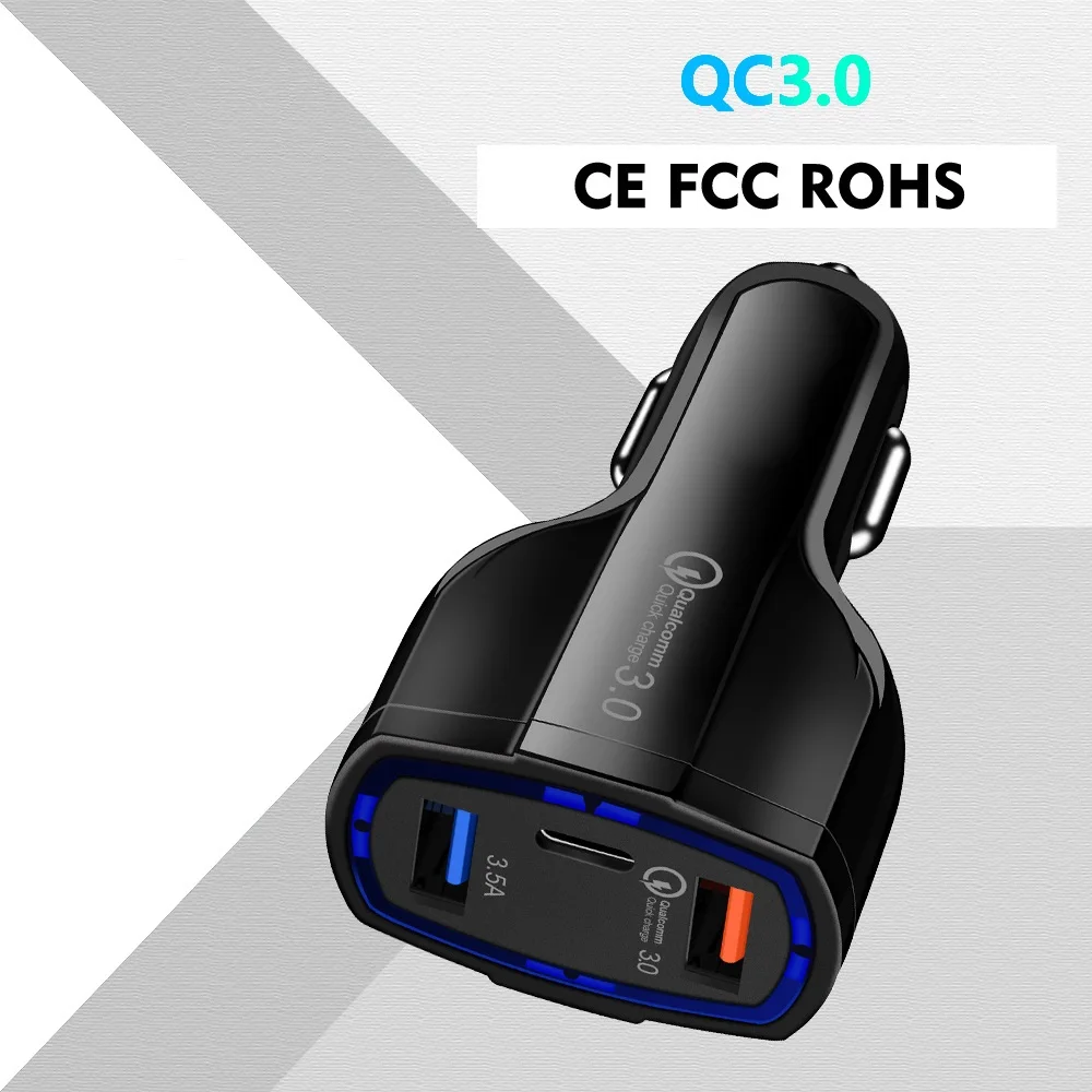 Быстрое зарядное устройство QC3.0 USB Автомобильное зарядное устройство с 1 портом type-C автомобильное зарядное устройство для iphone 11 huawei mate P30 Xiaomi 9 автомобильный прикуриватель