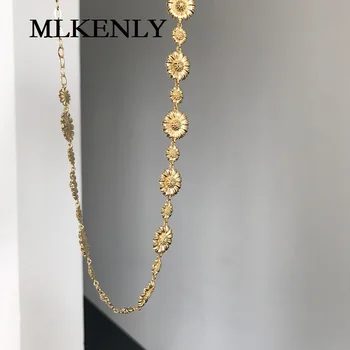 

MLKENLY 925 sterling silver Fashion Temperament daisy personality beautiful golden necklace for women Jewelry