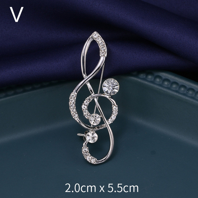 Elegant Musical Note Shape Brooches Fashion Luxurious Shiny Colorful Rhinestones Brooches Pins Clothes Accessories Gifts