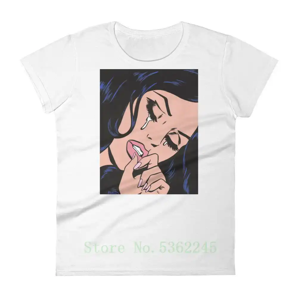 womens t-shirt crying fashion pop art woman pastel goth baby