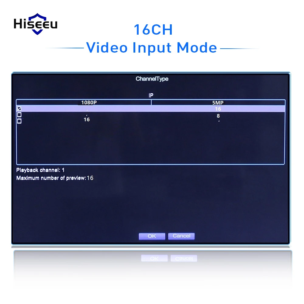 Hiseeu H.265 Выход CCTV NVR 16CH / 8CH безопасности видео рекордер обнаружения движения ONVIF P2P