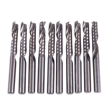 

4Mm X 22Mm Silver Metal Cnc Router Bits Single Flute Tools Dust-Free Pack Of 10