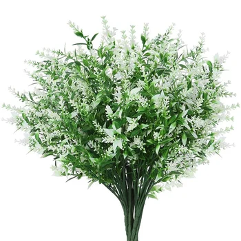 

10 Bundles Artificial Lavender Flowers Outdoor Fake Flowers for Decoration UV Resistant No Fade Faux Plastic Plants