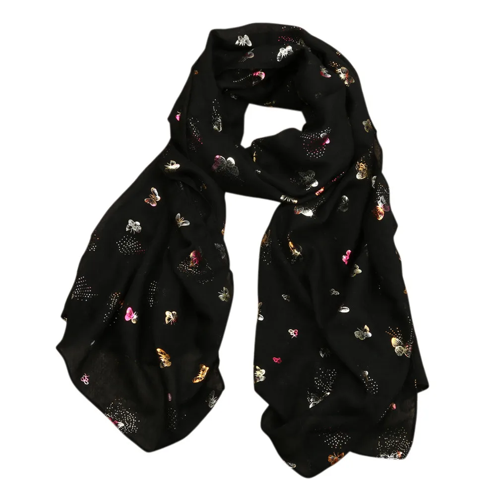 Модные женские шарфы для взрослых из хлопка с принтом бабочки длинный шарф шаль
