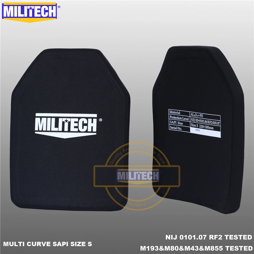 Пуленепробиваемая пластина MILITECH SAPI и 10x12 NIJ III + /NIJ 0101 07 RF2 из оксида алюминия