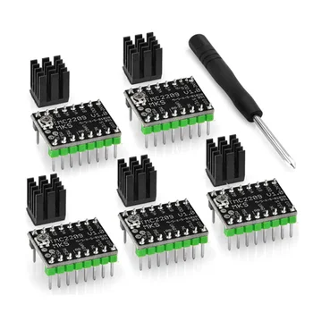 

Stepper Motor Driver TMC2209 Stepstick Stepper with Heat Sink Screwdriver for 3D Printer Ramps1.4 MKS SGEN-L, 5 Pcs