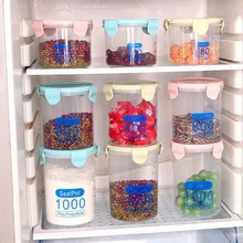 Простой контейнер для хранения еды прозрачный пластиковый запечатанный горшок кухонный зерновой герметичный контейнер