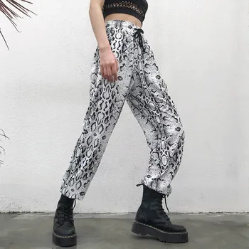 

2019 Summer Snake-Print Loose-Fit Beam Leg Pants