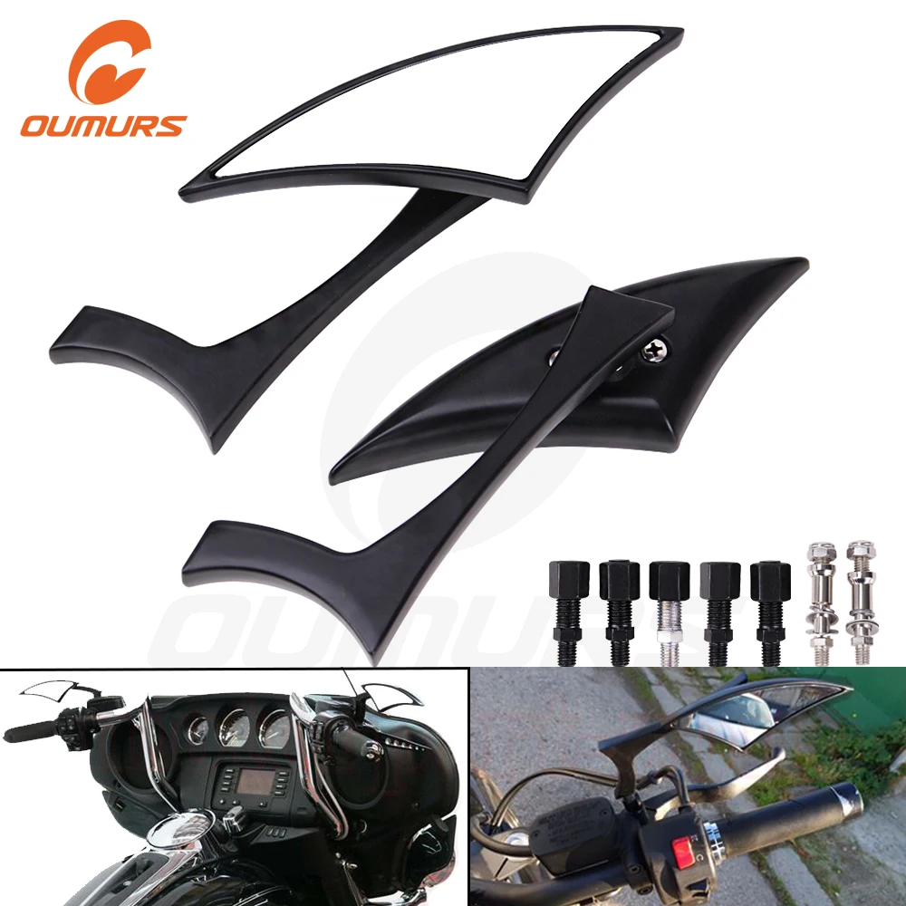 OUMURS мотоцикл черное лезвие зеркала заднего вида подходит для Harley Touring Street Road Glide CVO