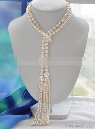 00595 New Style 10mm white round freshwater pearl necklace 50inch