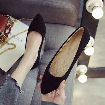 

Plus Size 33-43 Women Flats Slip on Flat Shoes Candy Color Woman Boat Shoes Black Loafers Faux Suede Ladies Ballet Flats