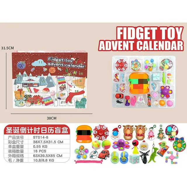 2021 Fidget Toys Advent Calendar Christmas Gift 24 Days Pack Set Anti Stress Kit Stress Relief Figet Toy Blind Box Kids Gift N