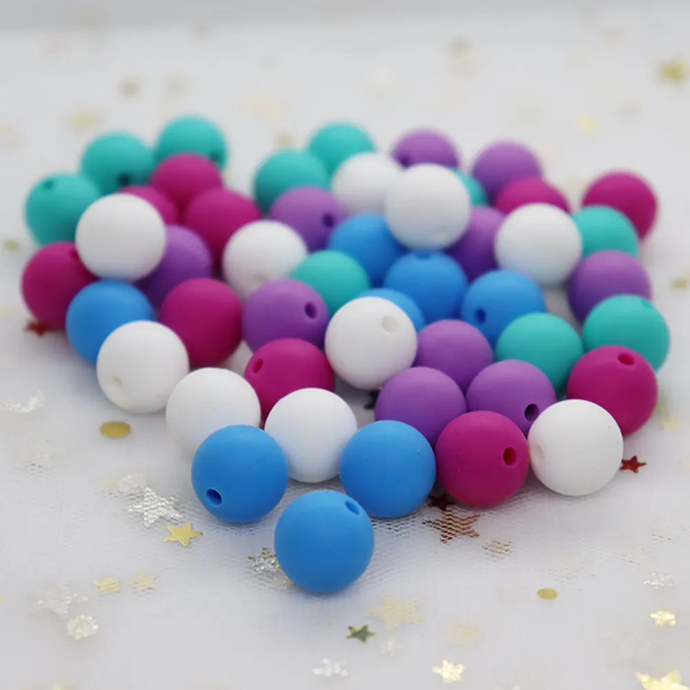 1000Pcs 12mm Silicone Beads Round Baby Teether Bead BPA Free Teething Necklace Pacifier Chain Bead Tiny Rod Baby Products Toy