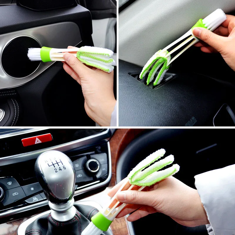 Car-styling Auto Accessories 2 In 1 Car Air-conditioner Outlet Cleaning Tool Long Durable Multi-purpose Duster Brush Cleaner