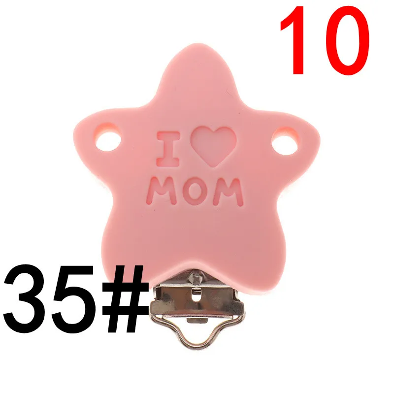 ATOB10PCS соска клип I LOVE MOM»(«Я люблю маму») силиконовый Прорезыватель для зубов DIY Уход за пустышки для младенцев, клипы на цепи без добавления бисфенола А Держатель для пустышки детские подарки - Цвет: mom35