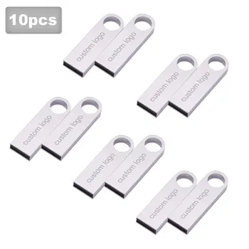 

10pcs/lot Metal Mini USB Flash Drive 2.0 4GB 8GB Pendrive Cle USB Memory Stick Pen Drive 16GB 32GB Custom LOGO Flashdrive Gifts
