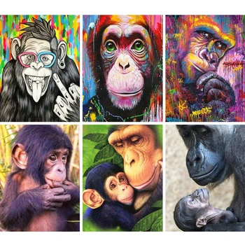 

AZQSD Diamond Painting Full Square Monkey Embroidery Animal Home Decor Gift Handicrafts Picture Of Rhinestones Diamond Art