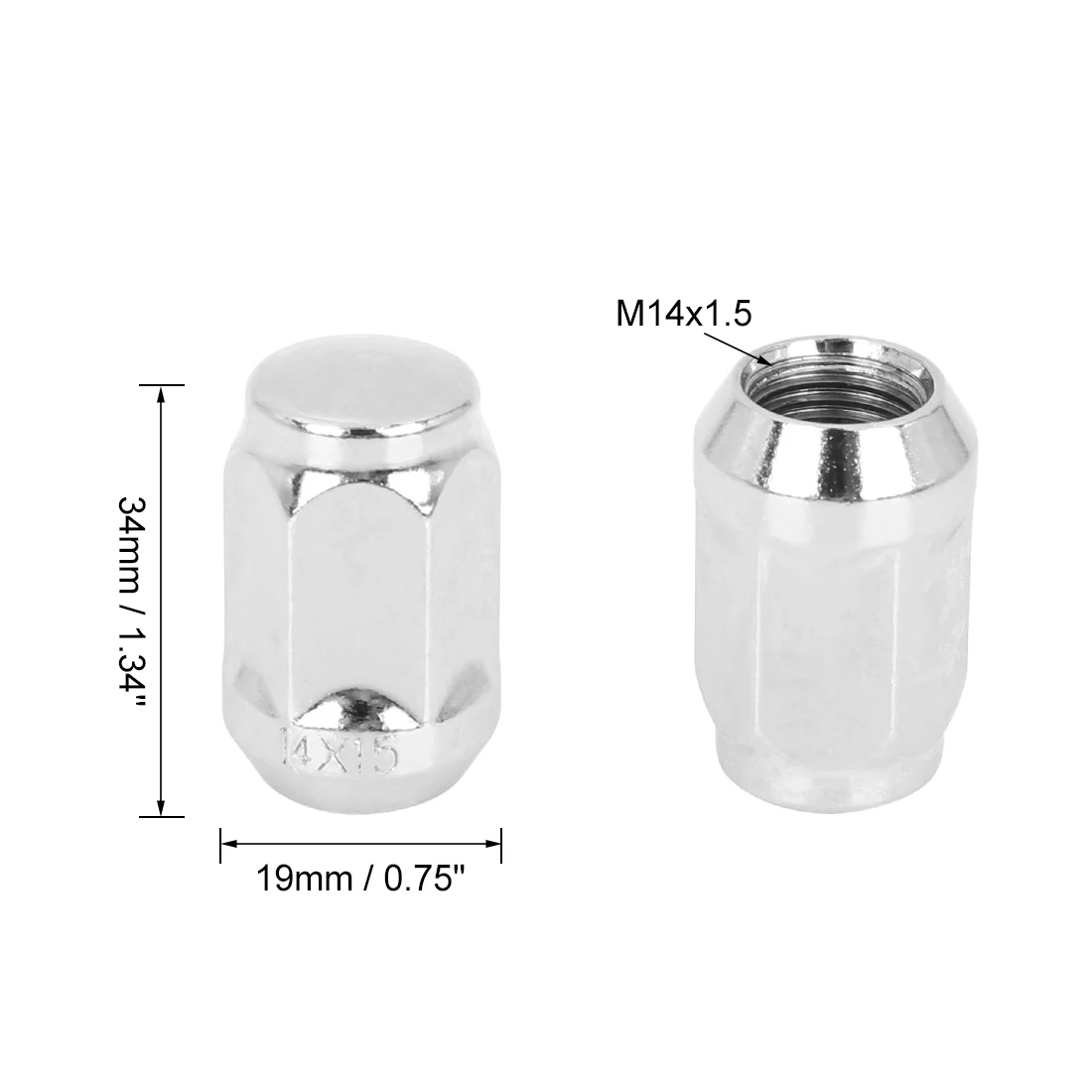 X Autohaux Car Chrome Wheel Lug Nuts Bulge Acorn Cone Seat Steel Racing Bolt Head Cover M14X1.5 M12x1.5 4/6/16cs wheel nut caps wheel nut covers bolt nut covers