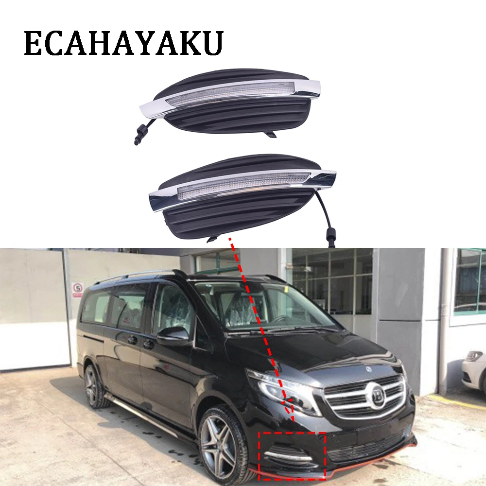 

ECAHAYAKU 2PCS Car LED DRL Daytime Running Light for BENZ V260 2016 2017 2018 Waterproof DC 12V Fog Light Headlight Lamp