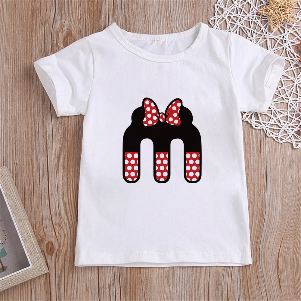 Disney camisetas personalizadas para y niñas, combinación de letras con nombre, Harajuku, Minnie Mouse, Font K, L, N O|Camisetas| - AliExpress