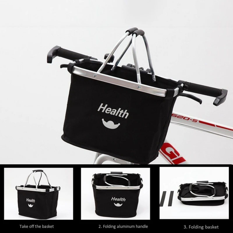 Portable Bike Basket Folding Bicycle Basket Pet Cat Dog Carrier Bag Aluminum Handle Storage Basket Bicycle Front Frame Bag