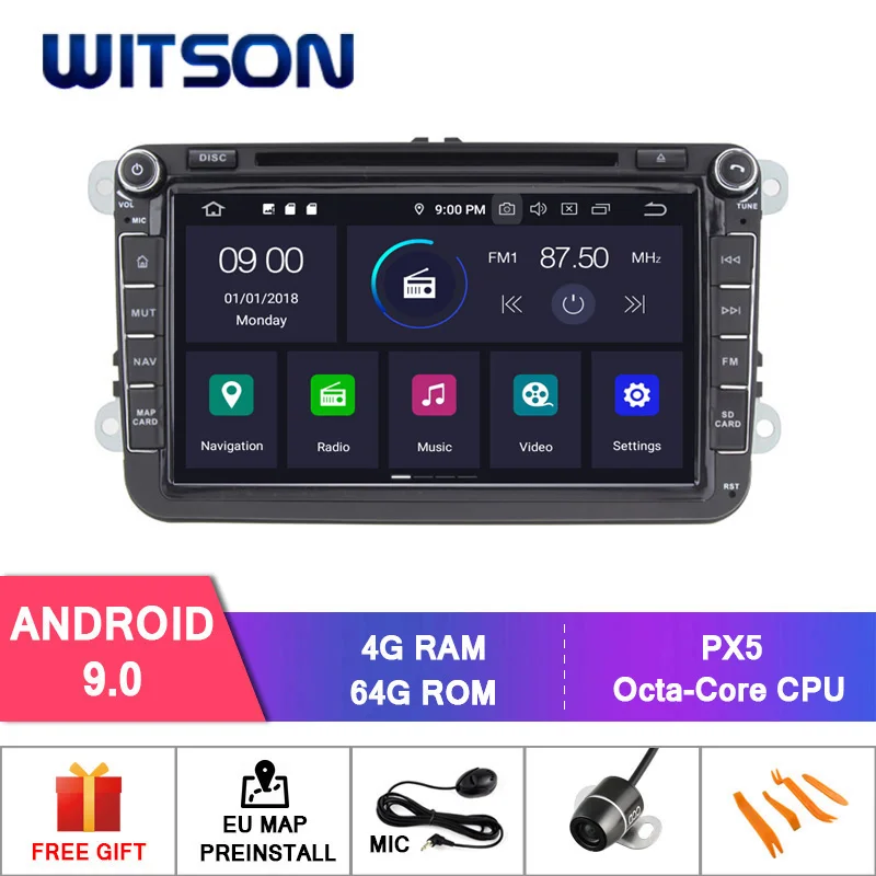 WITSON Android 9,0 4 Гб ОЗУ автомобильный dvd-плеер с gps для Volkswagen TIGUAN/PASSAT/Golf 5(MK5)/Polo аудио плеер система аудио автомобиля - Цвет: RVF7617 PX5 4GB RAM
