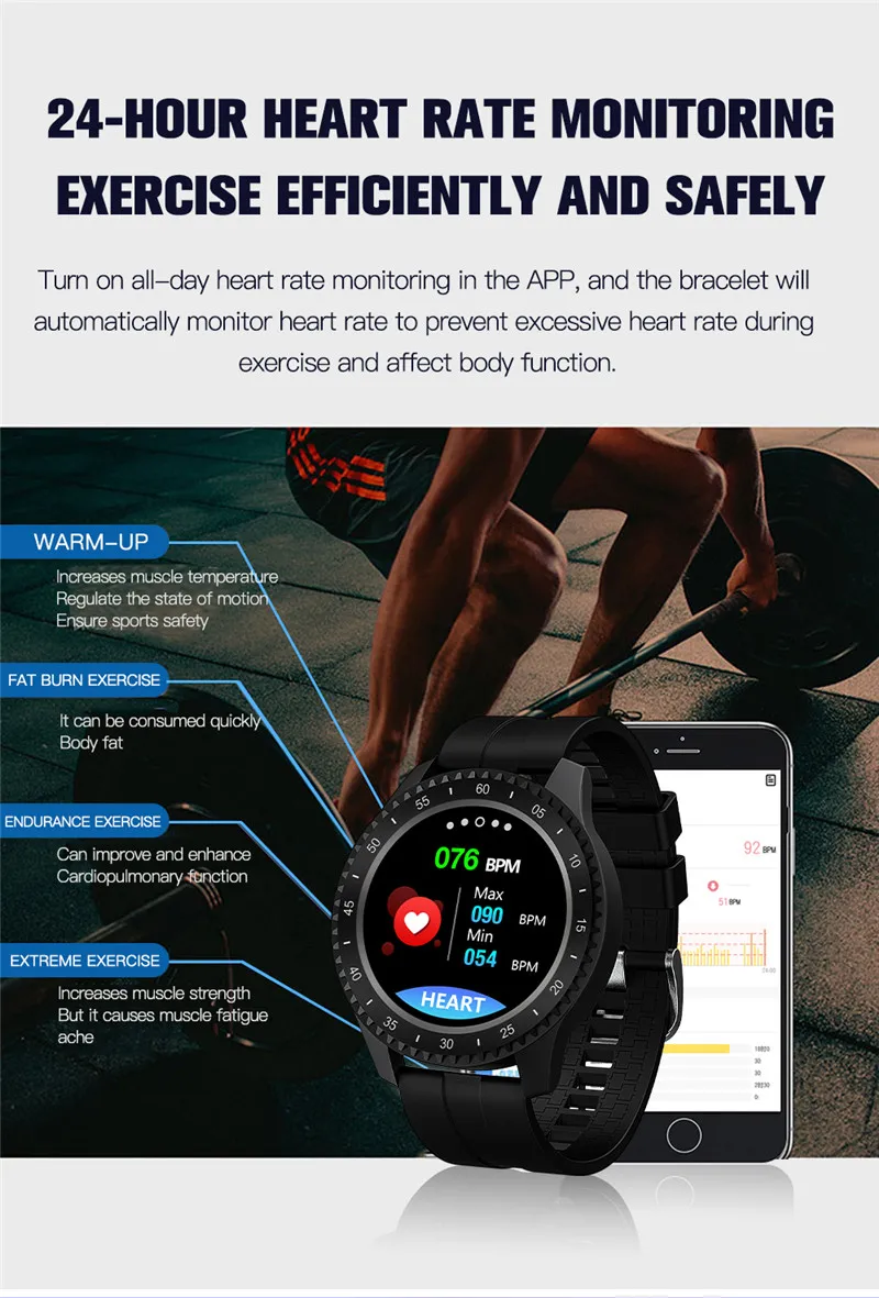 ESEED F17 Смарт-часы для мужчин IP68 Водонепроницаемый 1,54 дюймов Большой экран 170 мАч 20 дней долгого ожидания herat скорость погоды forcase smartwatch