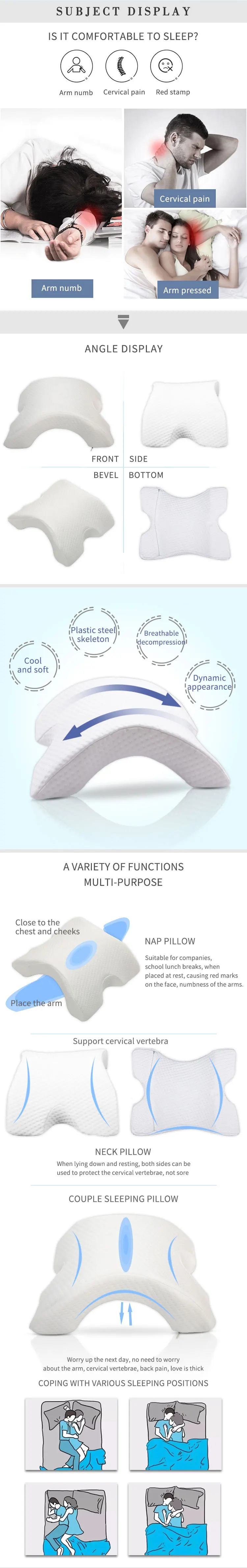 Soft Arch U Shaped Arm Pillow Memory Foam Support Neck Head Arm Anti Stress Rebound Cushion Multifunction Health Cervical Pillow