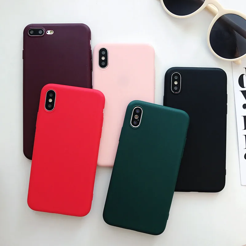 

Solid Color Case for iPhone XS MAX XR X Candy Color Phone Cases for iPhone 7 6 6S 8 Plus 5 5S SE Soft Silicone TPU Shell Cover