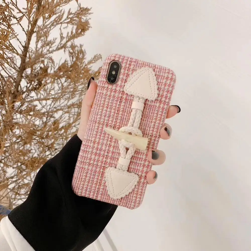 Милый мягкий розовый чехол для телефона с объемными квадратными роговыми