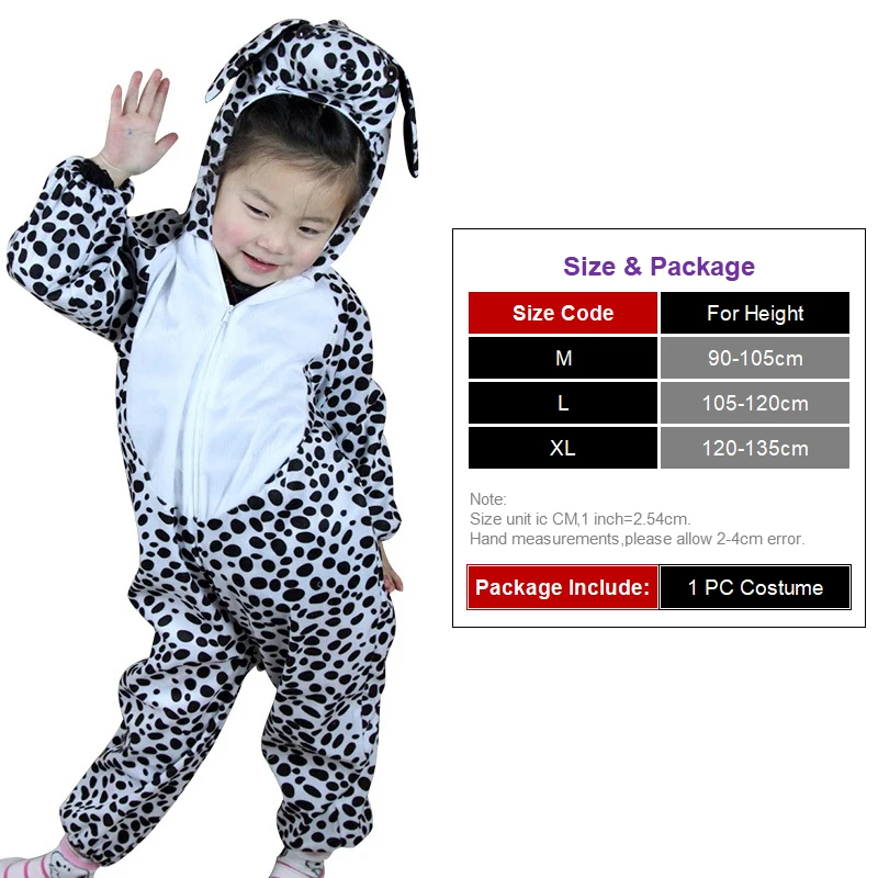Kids Cartoon Animals Dots Dogs Costumes Boy Girl Halloween Cosplay Costume Anime Disfraces Dress Up Role Play Jumpsuit Clothes