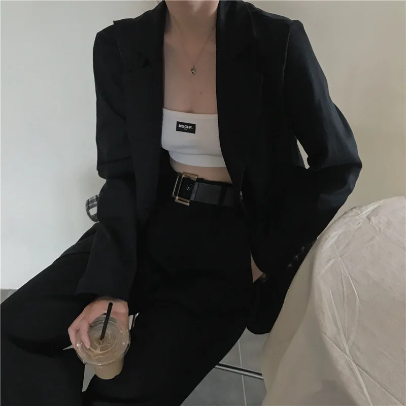 

Photo Shoot Net Price Autumn Clothing New Style Korean-style Retro CHIC Single Breasted Solid Color Casual Loose-Fit Versatile S