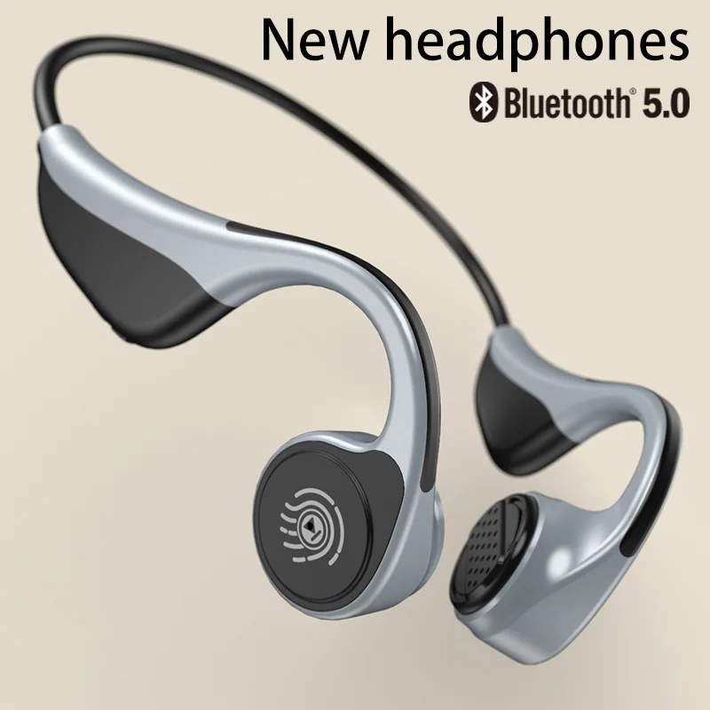 Bluetooth5 Bone Conduction Neckband Headphones Stereo Wireless Earphones Headset 