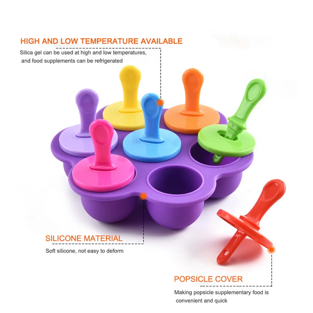 Silicone Mini Ice Pops Mold Ice Cream Ball Lolly Maker Popsicle Molds Baby  DIY Food supplement tool