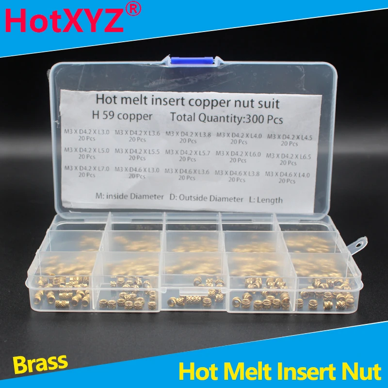 Female Thread Knurled Threaded Embedment Hot Melt Insert Brass Nuts Assortment Kit for 3D Printing Injection Molding For Brass Insert Nuts