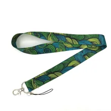 

20pcs Vintage Green Thread pattern Keychain Lanyards Id Badge Holder ID Card Pass Gym Mobile Phone Badge Holder Key webbing