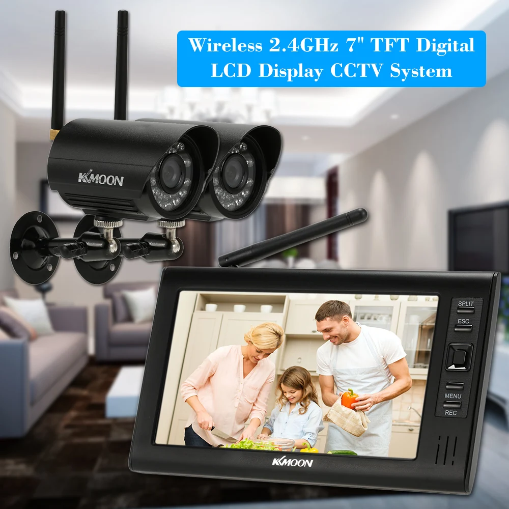 KKmoon беспроводной 2 4 ГГц 7 &quotTFT цифровой ЖК дисплей монитор канальный Quad DVR + ИК