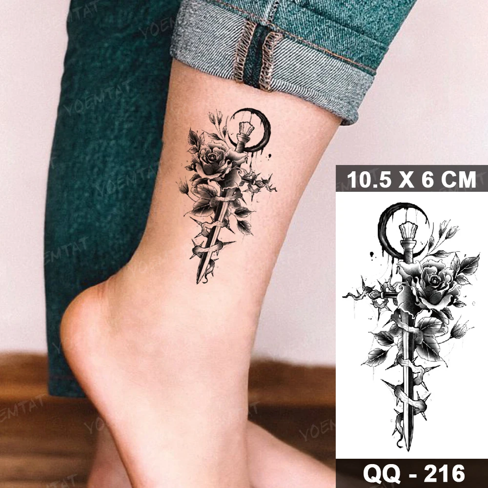 Tatouage Rose Et Lune Signification Tatouage temporaire pour hommes et femmes, faux tatouage lavable, plante  Rose de lune, petit tatouage pour les mains, Flash, Art corporel pour  enfants | AliExpress