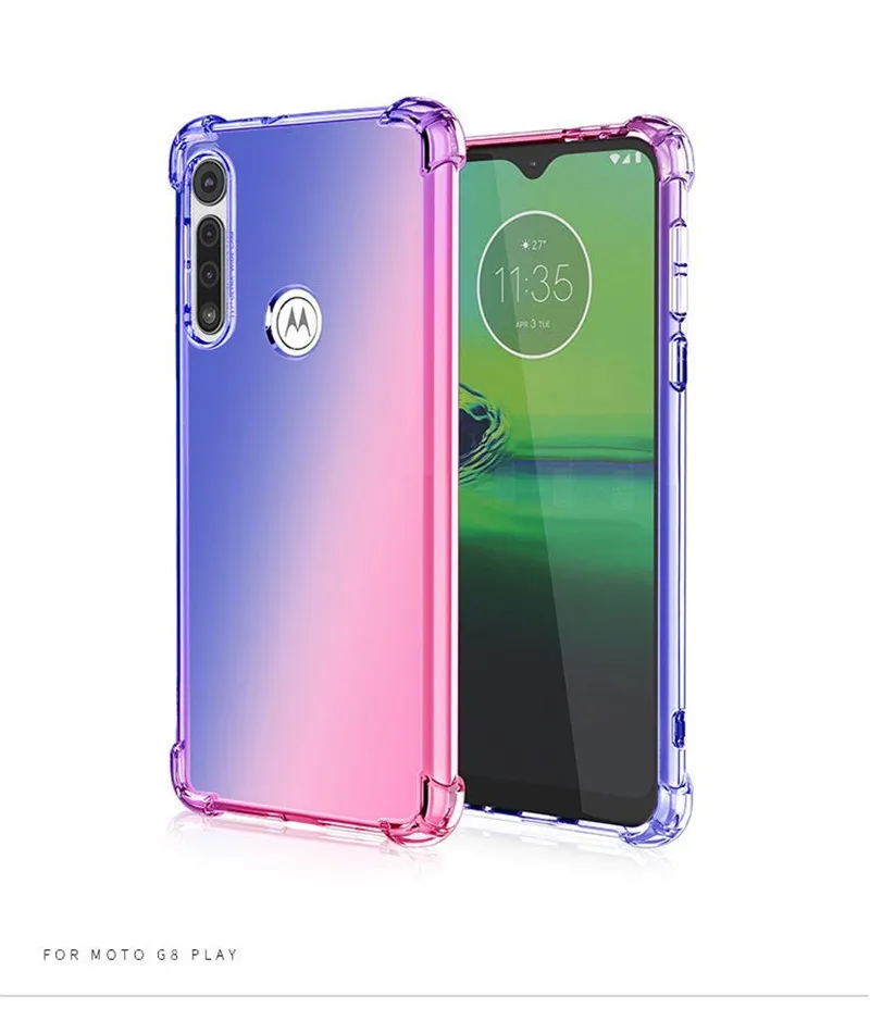 Силиконовый мягкий чехол с градиентом для Motorola Moto G8 Play G8 Plus ONE MACRO E6 Play E6 Plus, противоударный чехол на заднюю панель, защитный чехол