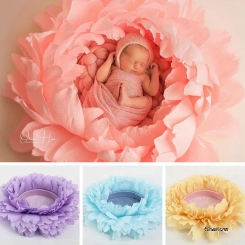 Atrezos para fotografía de bebés en forma de flor, contenedor de posado, pétalos grandes, accesorios de sesión de fotos para niños, accesorios creativos de luna llena