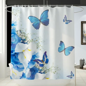 

Kit Shower Curtain Accessories Tool Replacement Home Decor Butterfly Rose