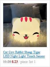 Мини-Медведь Бегемот Сова Пингвин кролик светодиодный Ночной светильник 9 Цвета силиконовый чехол с персонажами из мультфильмов животных прикроватная лампа для Для детей подарок для ребенка