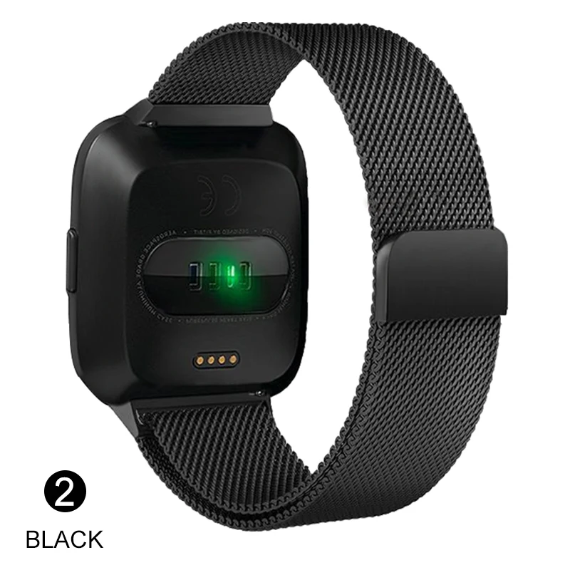 Магнитный Миланский ремешок из нержавеющей стали для Fitbit versa/Versa 2 сменный металлический ремешок для Fitbit versa Live - Band Color: Black