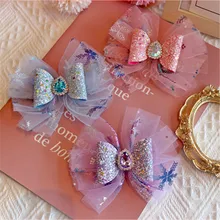 

Bow Hairpin Snowflake Rhinestone Baby Headdress Europe And America Word Clip 2021 New