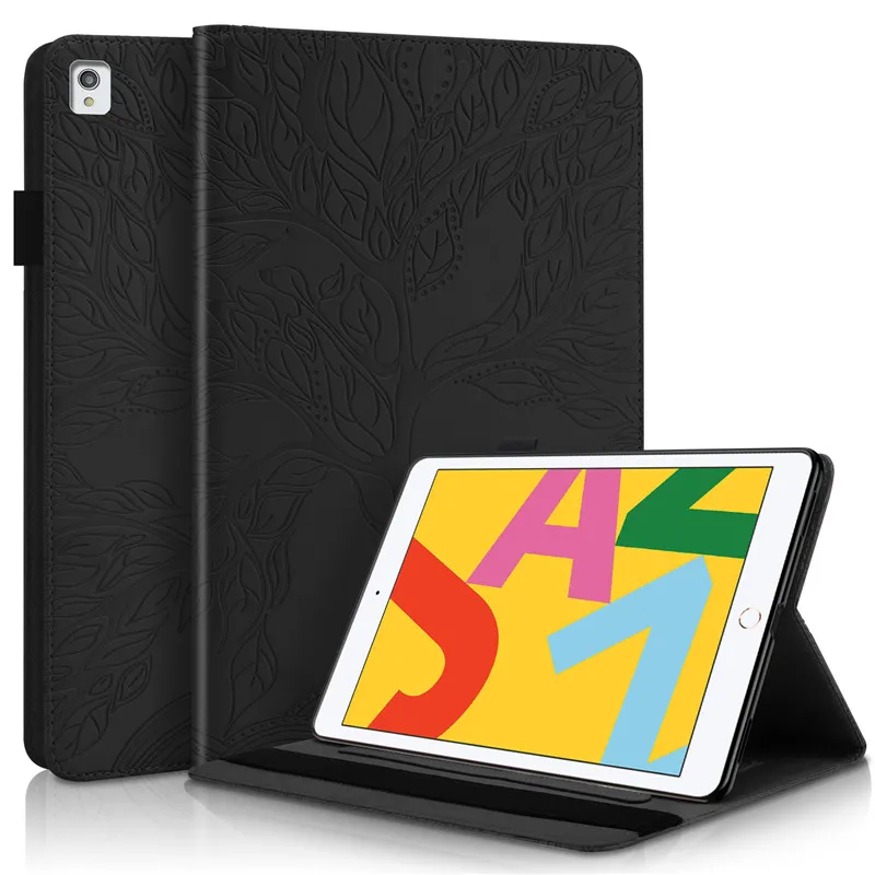 Emboss Tree Leather Flip Case para iPad