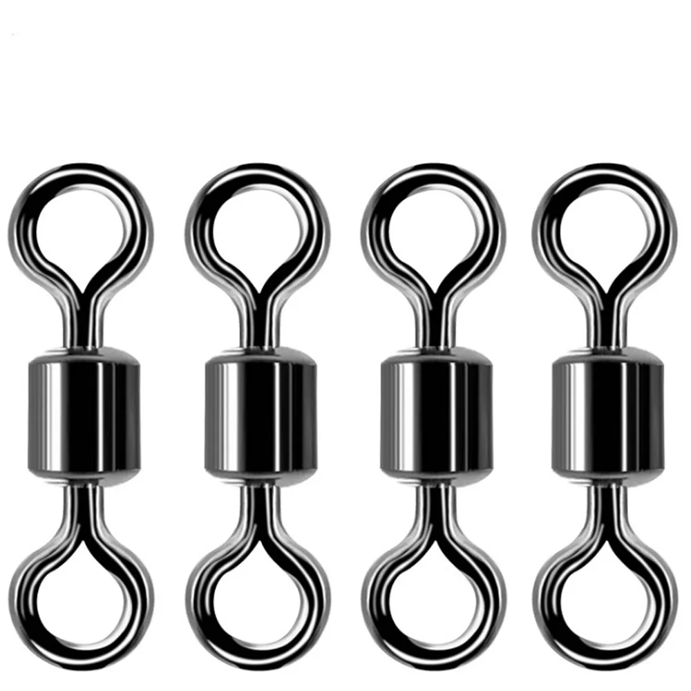 Conector de pesca de anillo sólido giratorio, 30 Uds., 1 #-14 #, cuentas de acero inoxidable, accesorios de pesca en el mar