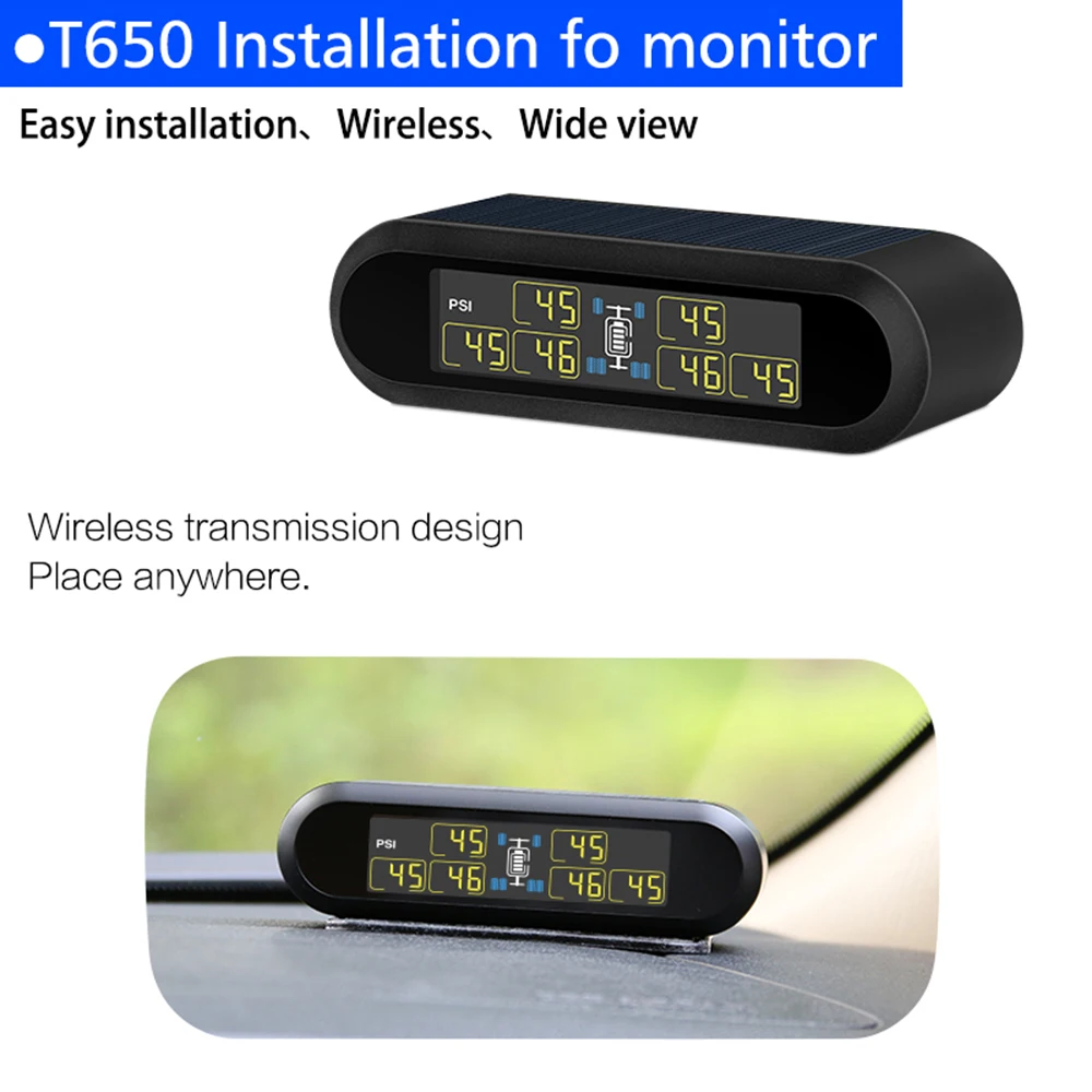 Умный автомобиль TPMS система контроля давления в шинах солнечной энергии цифровой ЖК-дисплей Автоматическая охранная сигнализация s давление в шинах