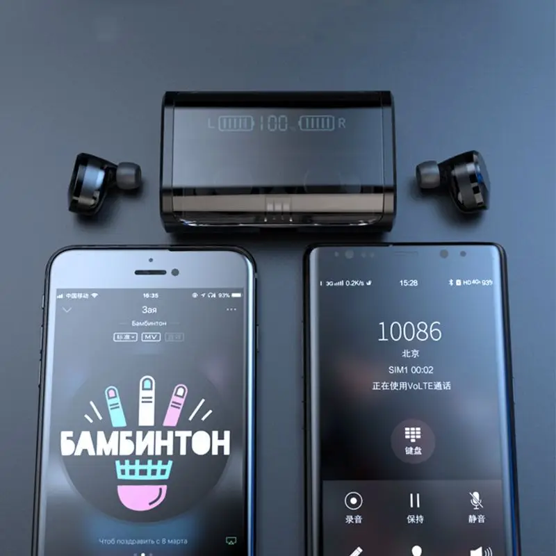1 комплект водонепроницаемых беспроводных Bluetooth 5,0 наушники гарнитура вкладыши с зарядным устройством