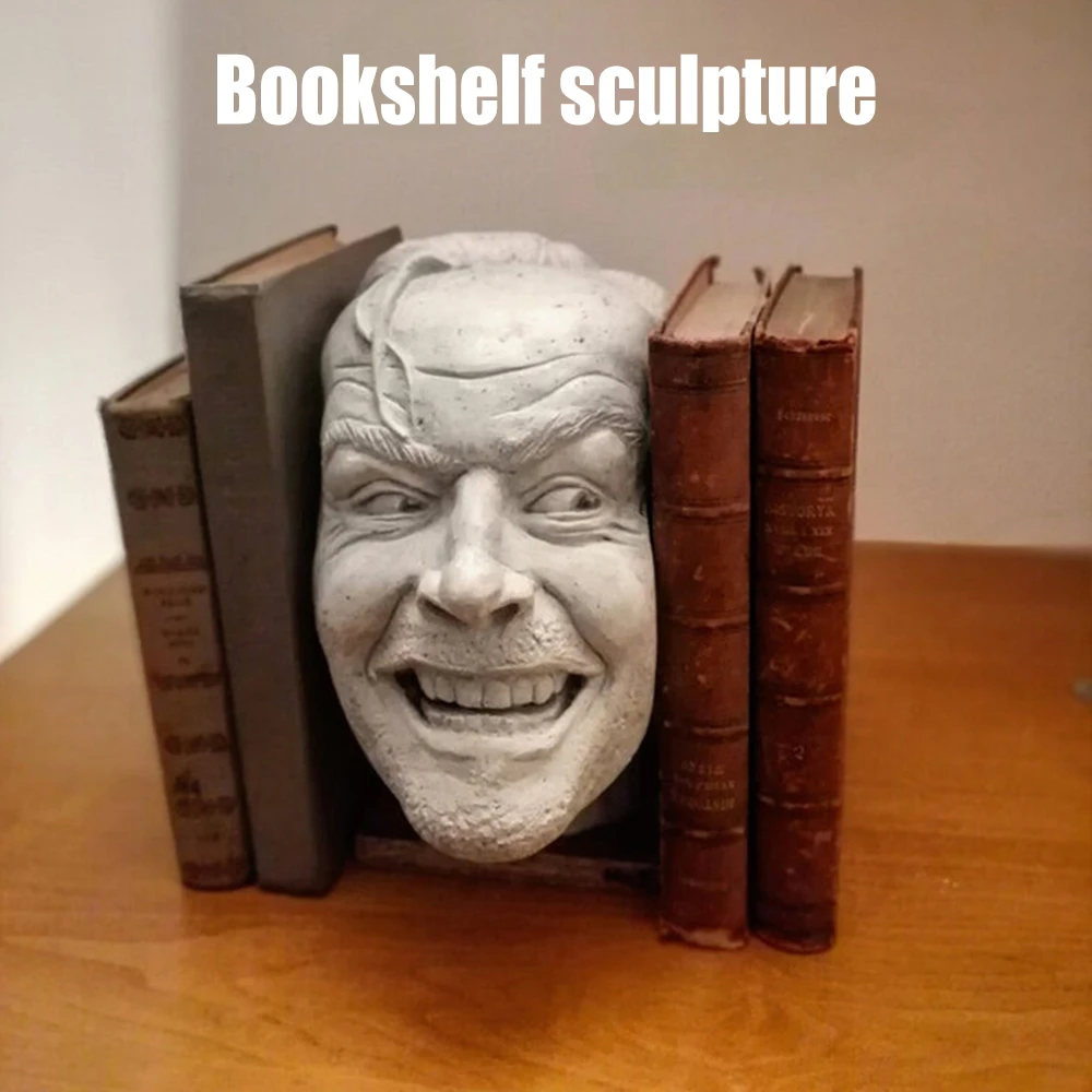 Skulptur Die Glänzende Buchstütze Bibliothek Hier der Johnny Skulptur Harz Buch Regal Hause Dekoration Für Desktop Ornament Dekoration