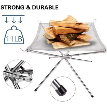 Portable Outdoor Fire Pit Camping Stainless Steel Mesh Fireplace Foldable for Outdoor Patio Dropshipping 3